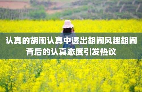 认真的胡闹认真中透出胡闹风趣胡闹背后的认真态度引发热议