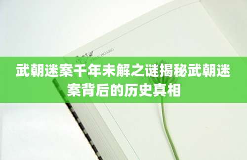 武朝迷案千年未解之谜揭秘武朝迷案背后的历史真相
