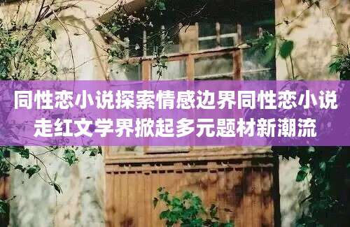 同性恋小说探索情感边界同性恋小说走红文学界掀起多元题材新潮流