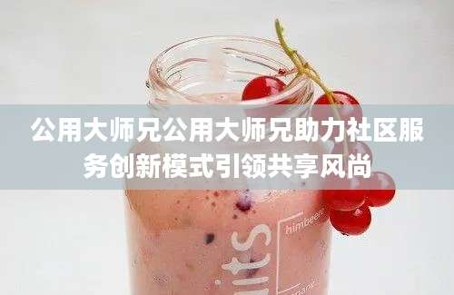 公用大师兄公用大师兄助力社区服务创新模式引领共享风尚