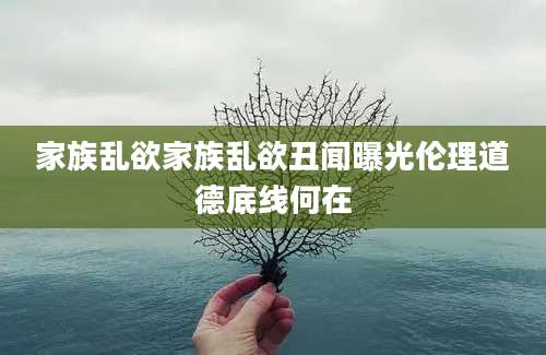 家族乱欲家族乱欲丑闻曝光伦理道德底线何在