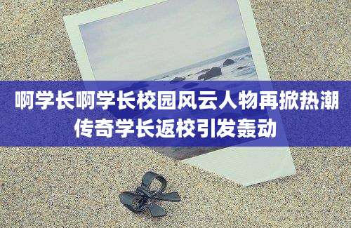 啊学长啊学长校园风云人物再掀热潮传奇学长返校引发轰动