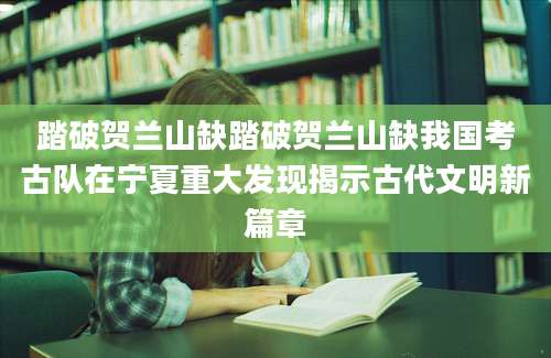 踏破贺兰山缺踏破贺兰山缺我国考古队在宁夏重大发现揭示古代文明新篇章
