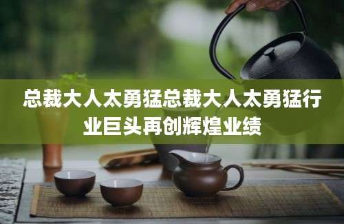 总裁大人太勇猛总裁大人太勇猛行业巨头再创辉煌业绩