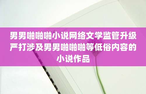 男男啪啪啪小说网络文学监管升级严打涉及男男啪啪啪等低俗内容的小说作品