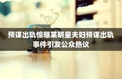 预谋出轨惊曝某明星夫妇预谋出轨事件引发公众热议