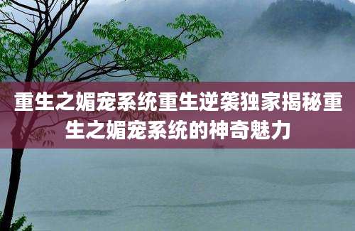 重生之媚宠系统重生逆袭独家揭秘重生之媚宠系统的神奇魅力