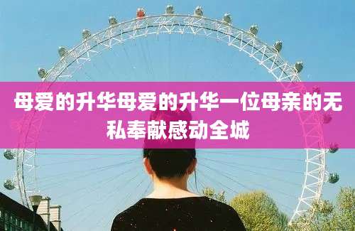 母爱的升华母爱的升华一位母亲的无私奉献感动全城