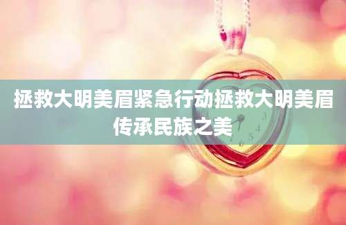 拯救大明美眉紧急行动拯救大明美眉传承民族之美
