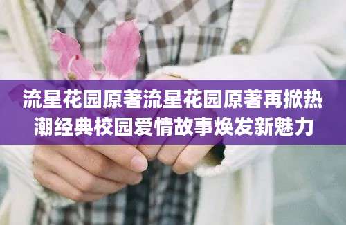 流星花园原著流星花园原著再掀热潮经典校园爱情故事焕发新魅力