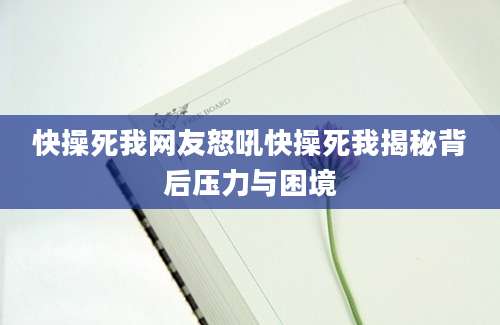 快操死我网友怒吼快操死我揭秘背后压力与困境