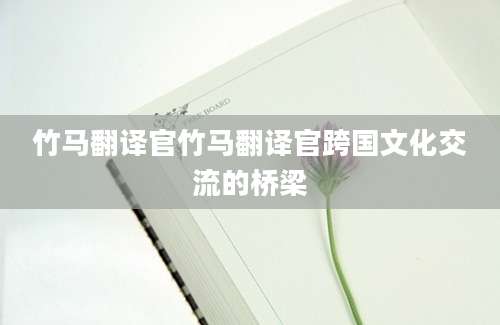 竹马翻译官竹马翻译官跨国文化交流的桥梁