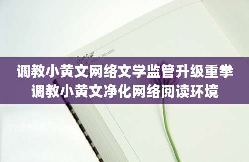 调教小黄文网络文学监管升级重拳调教小黄文净化网络阅读环境