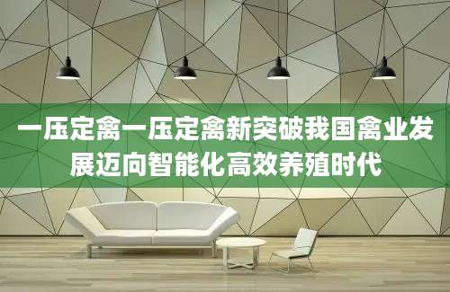 一压定禽一压定禽新突破我国禽业发展迈向智能化高效养殖时代