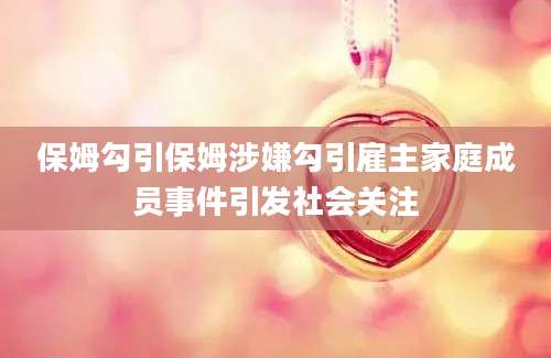 保姆勾引保姆涉嫌勾引雇主家庭成员事件引发社会关注