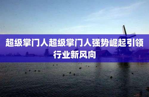 超级掌门人超级掌门人强势崛起引领行业新风向