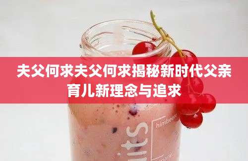 夫父何求夫父何求揭秘新时代父亲育儿新理念与追求