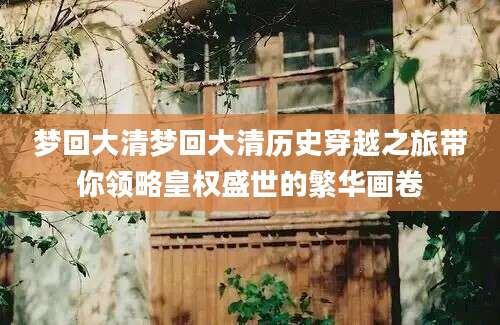 梦回大清梦回大清历史穿越之旅带你领略皇权盛世的繁华画卷