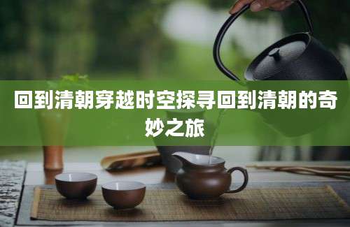 回到清朝穿越时空探寻回到清朝的奇妙之旅