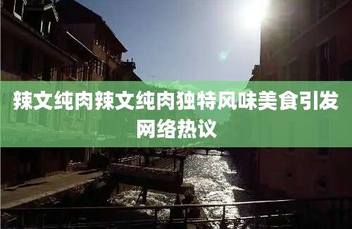 辣文纯肉辣文纯肉独特风味美食引发网络热议