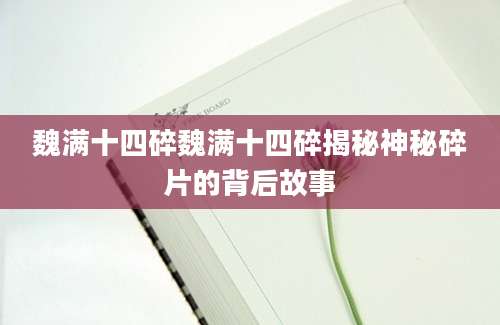 魏满十四碎魏满十四碎揭秘神秘碎片的背后故事