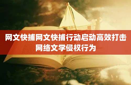 网文快捕网文快捕行动启动高效打击网络文学侵权行为