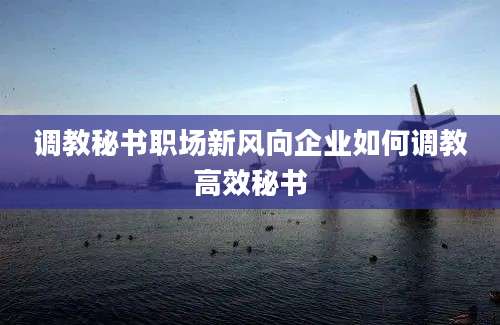 调教秘书职场新风向企业如何调教高效秘书