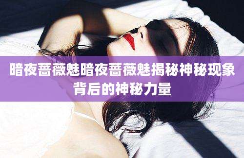 暗夜蔷薇魅暗夜蔷薇魅揭秘神秘现象背后的神秘力量