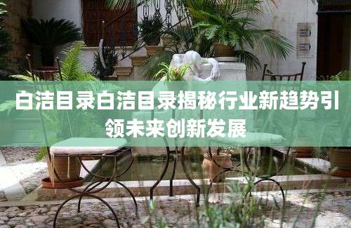 白洁目录白洁目录揭秘行业新趋势引领未来创新发展