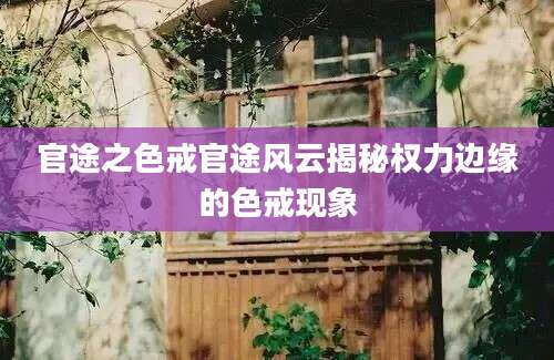 官途之色戒官途风云揭秘权力边缘的色戒现象
