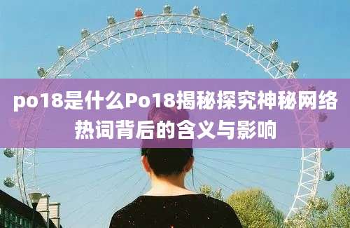 po18是什么Po18揭秘探究神秘网络热词背后的含义与影响