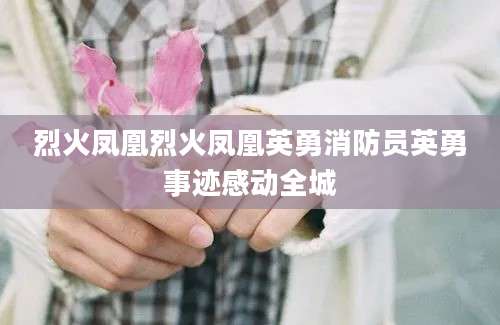 烈火凤凰烈火凤凰英勇消防员英勇事迹感动全城