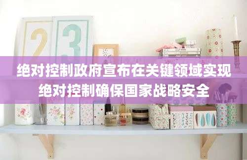 绝对控制政府宣布在关键领域实现绝对控制确保国家战略安全