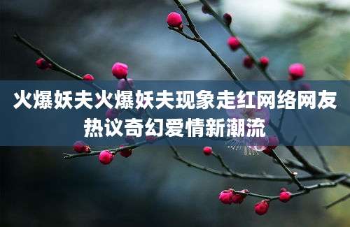 火爆妖夫火爆妖夫现象走红网络网友热议奇幻爱情新潮流