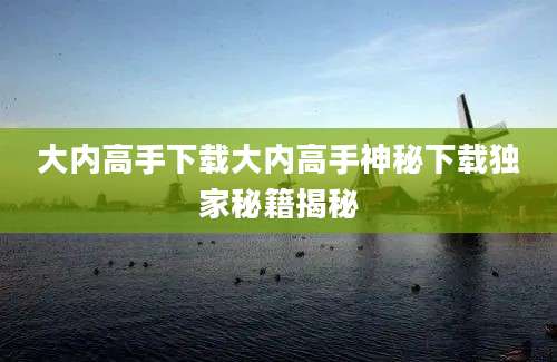 大内高手下载大内高手神秘下载独家秘籍揭秘