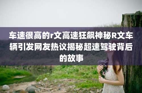 车速很高的r文高速狂飙神秘R文车辆引发网友热议揭秘超速驾驶背后的故事