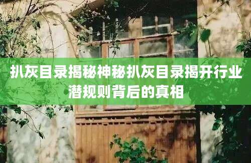 扒灰目录揭秘神秘扒灰目录揭开行业潜规则背后的真相
