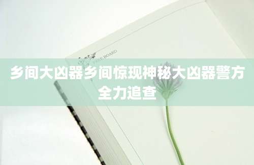 乡间大凶器乡间惊现神秘大凶器警方全力追查