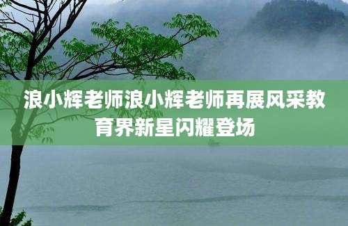 浪小辉老师浪小辉老师再展风采教育界新星闪耀登场