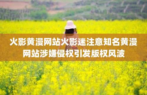 火影黄漫网站火影迷注意知名黄漫网站涉嫌侵权引发版权风波