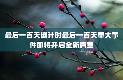 最后一百天倒计时最后一百天重大事件即将开启全新篇章