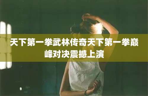 天下第一拳武林传奇天下第一拳巅峰对决震撼上演
