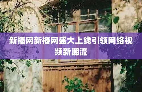 新播网新播网盛大上线引领网络视频新潮流