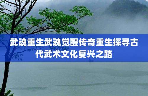 武魂重生武魂觉醒传奇重生探寻古代武术文化复兴之路