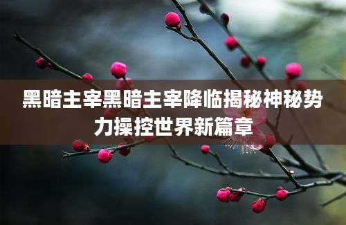 黑暗主宰黑暗主宰降临揭秘神秘势力操控世界新篇章