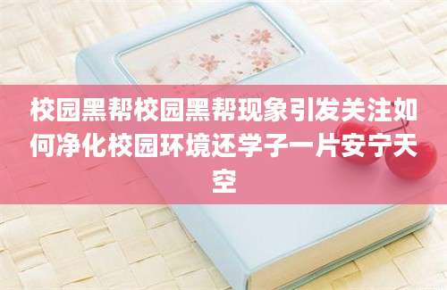 校园黑帮校园黑帮现象引发关注如何净化校园环境还学子一片安宁天空