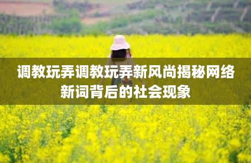 调教玩弄调教玩弄新风尚揭秘网络新词背后的社会现象