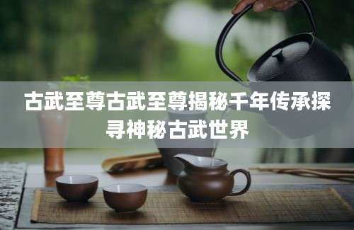 古武至尊古武至尊揭秘千年传承探寻神秘古武世界