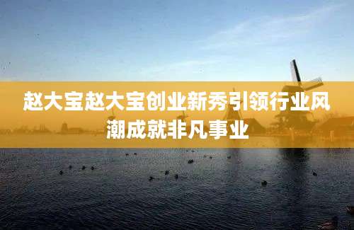 赵大宝赵大宝创业新秀引领行业风潮成就非凡事业