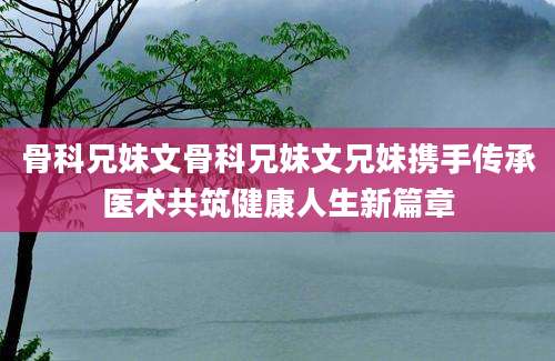 骨科兄妹文骨科兄妹文兄妹携手传承医术共筑健康人生新篇章